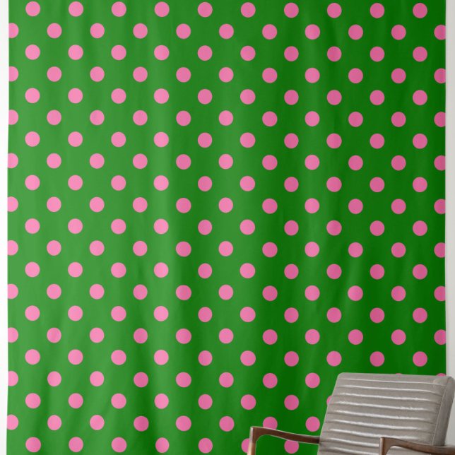 Pink On Green Polka Dots Pattern Design  Stoff (Von Creator hochgeladen)