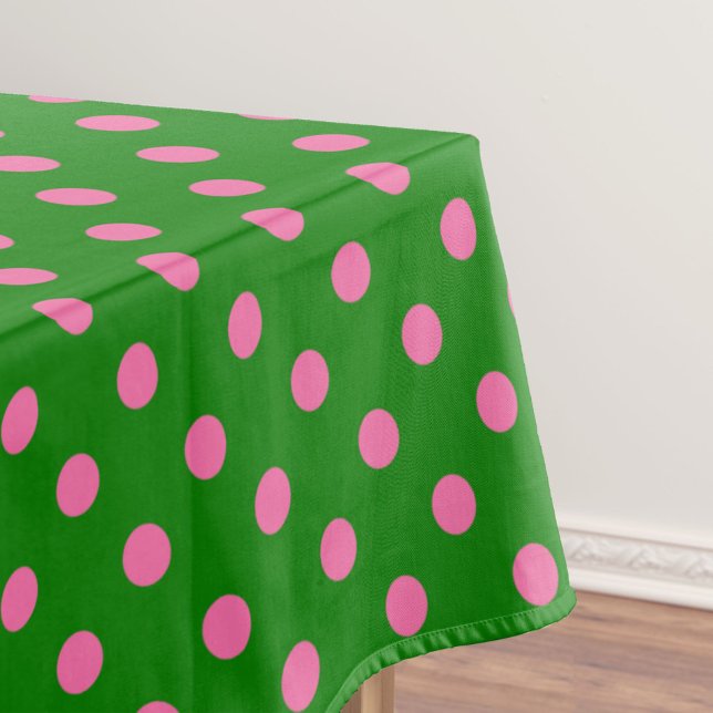 Pink On Green Polka Dots Pattern Design  Tischdecke (Von Creator hochgeladen)