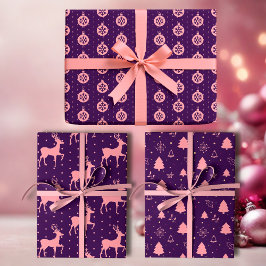 Pink on Purple Modern Holiday Geschenkpapier Set