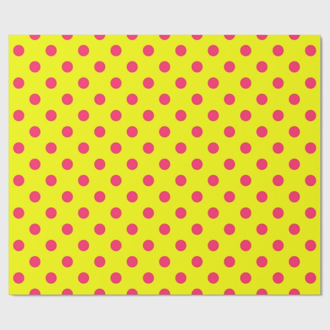 Pink On Yellow Polka Dots Pattern Design  Geschenkpapier (Flach)