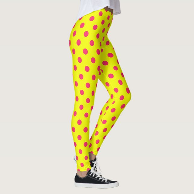 Pink On Yellow Polka Dots Pattern Design  Leggings (Von Creator hochgeladen)