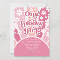 Pink One Groovy Girl Retro Rainbow Erster Geburtst