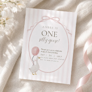 Pink One Silly Goose Einladung zum ersten Geburtst