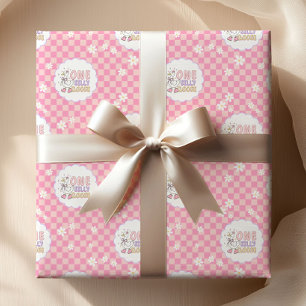 Pink One Silly Goose-Mädchens erster Geburtstag Geschenkpapier