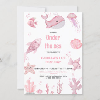 Pink Oneder Sea Geburtstag Einladung