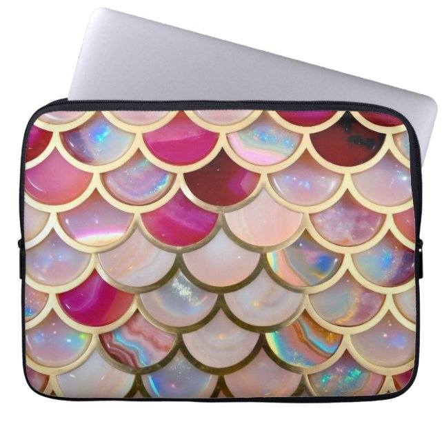 Pink Opal Iridescent Mermaid Scales Laptopschutzhülle (Vorderseite)