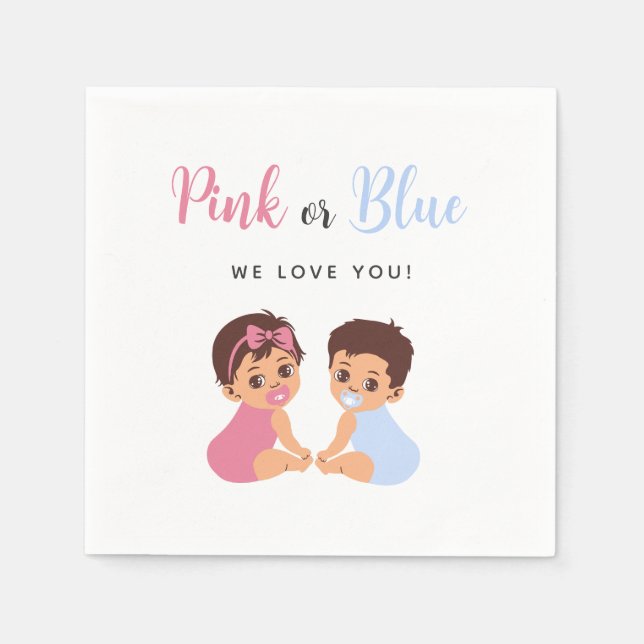 Pink or Blue Cute Baby Pacifier Gender Reveal Serviette (Vorderseite)
