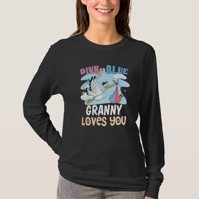 Pink or Blue Granny Loves You Best Grandma Ever Gr T-Shirt (Vorderseite)