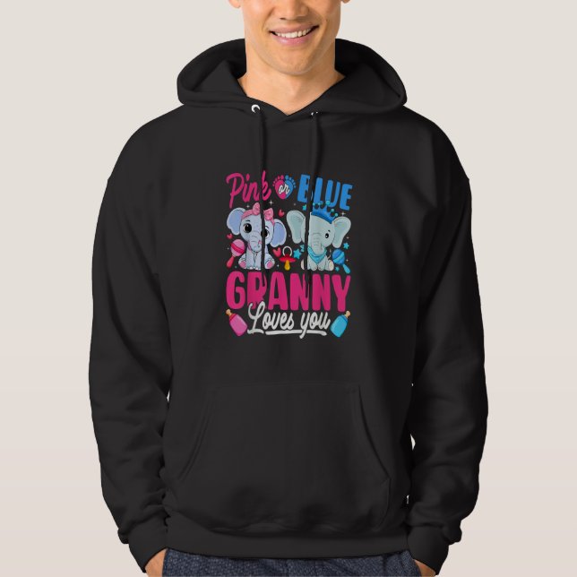 Pink Or Blue Granny Loves You Gender Reveal Elepha Hoodie (Vorderseite)