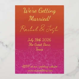 Pink & Orange Bright Ombre Mandala Wedding Folieneinladung