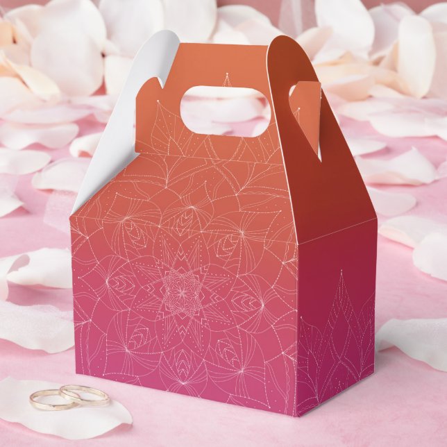 Pink & Orange Bright Ombre Mandala Wedding Geschenkschachtel (Hochzeit)