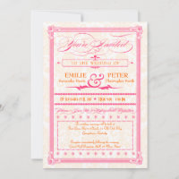 Pink & Orange Damask Poster Hochzeit & UAWG Einlad