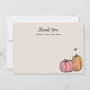 Pink Orange Fall Pumpkin Vielen Dank Hinweis Mitteilungskarte