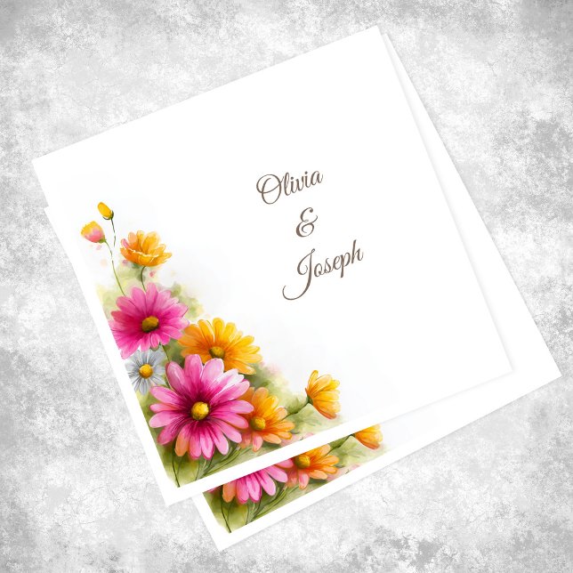 Pink Orange Floral Wedding Serviette (Von Creator hochgeladen)