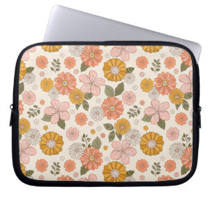 Pink & Orange Flower Garden Pattern Laptopschutzhülle