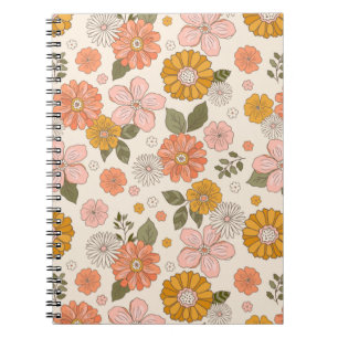 Pink & Orange Flower Garden Pattern Notizblock