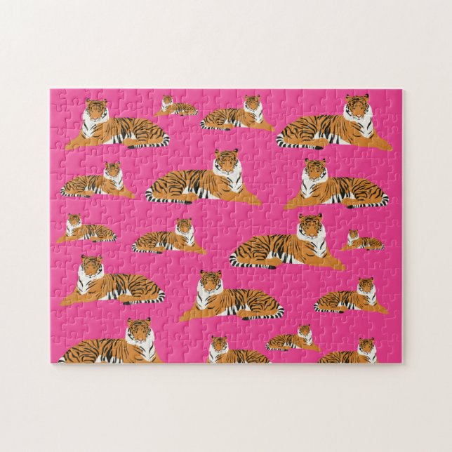 Pink Orange Jungle Tiger Tiermuster (Horizontal)