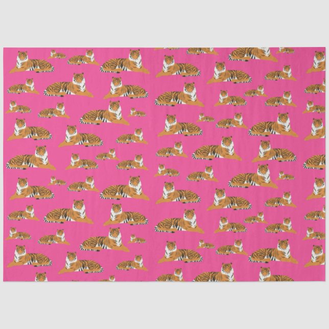 Pink Orange Jungle Tiger Tiermuster Seidenpapier (Vorderseite)
