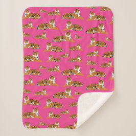Pink Orange Jungle Tiger Tiermuster Sherpadecke