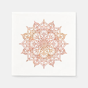 Pink & Orange Mandala auf weißem Glamour Serviette