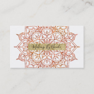 Pink & Orange Mandala auf weißem Glamour Visitenkarte