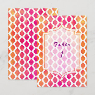 Pink & Orange Marokkanisches Party-Thema-Tischnumm Einladung