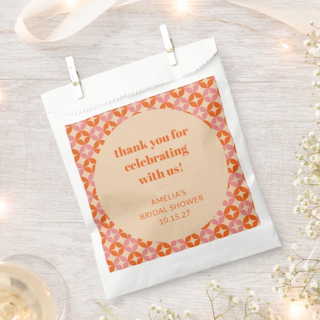Pink Orange Mid Century Custom Brautparty Danke Geschenktütchen (Ausgeschnitten)