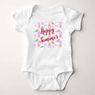 PINK & ORANGE PINEAPPLE GLÜCKLICHER SOMMER BABY STRAMPLER