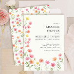 Pink Orange Pretty Floral Bridal Lingerie Shower  Einladung<br><div class="desc">Pretty floral lingerie shower invitation for the bride to be. The vibrant yet soft palette of pink and orange flowers captures the delicate beauty of blooming flowers, creating a romantic and celebratory atmosphere. It's perfect for a lingerie shower, bridal shower, or any feminine gathering where a touch of floral charm...</div>