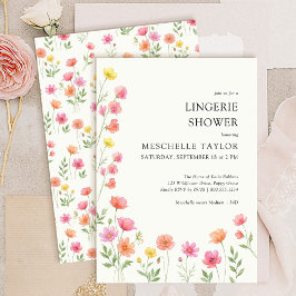 Pink Orange Pretty Floral Bridal Lingerie Shower Einladung
