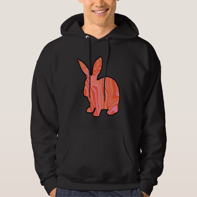Pink Orange Psychedelic Bunny Rabbit Hoodie (Vorderseite)