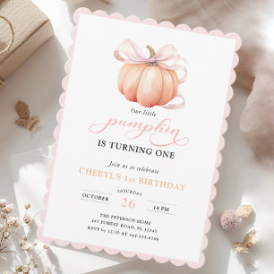 Pink Orange Pumpkin Bow Girl Erstgeburt Einladung