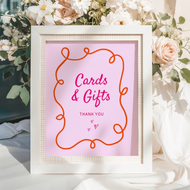 Pink Orange Squiggle Cards und Geschenke Poster (Von Creator hochgeladen)