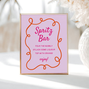 Pink Orange Squiggle Spritz Bar Poster