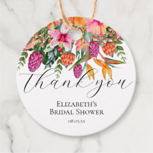 Pink Orange Tropical Blume Script Vielen Dank Geschenkanhänger