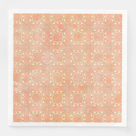 Pink Orange und Cream Metallic Filigree Muster Serviette
