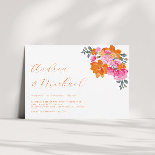 Pink & Orange Vibranchenfarbenes QR-Foto Hochzeit Einladung