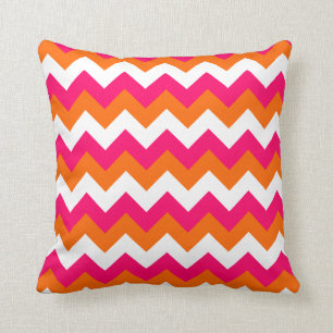 Pink Orange White Zigzag Kissen