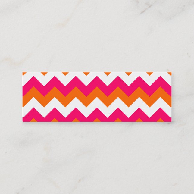 Pink Orange White Zigzag Mini Visitenkarte (Vorderseite)