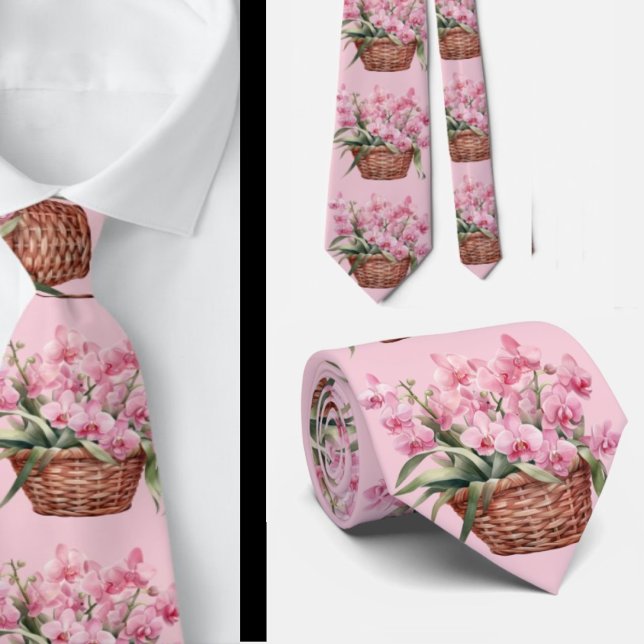 Pink Orchid Blume Neck Tie Krawatte (Von Creator hochgeladen)