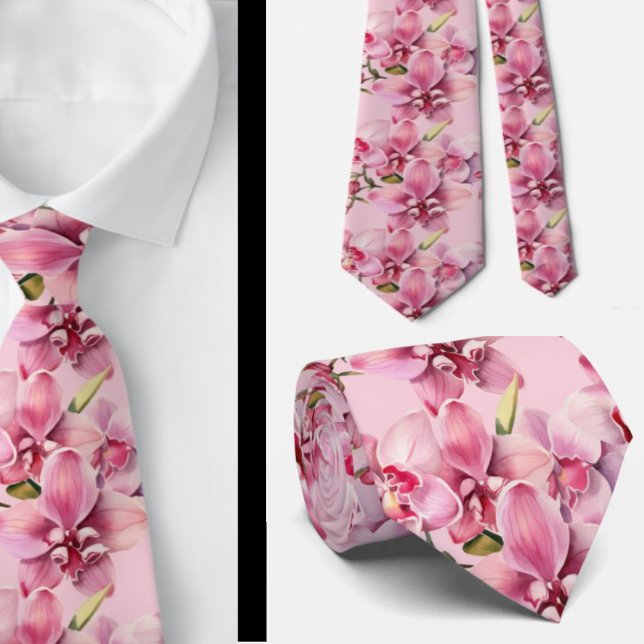 Pink Orchid Blume Neck Tie Krawatte (Von Creator hochgeladen)