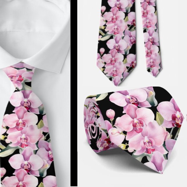 Pink Orchid Blume Neck Tie Krawatte (Von Creator hochgeladen)