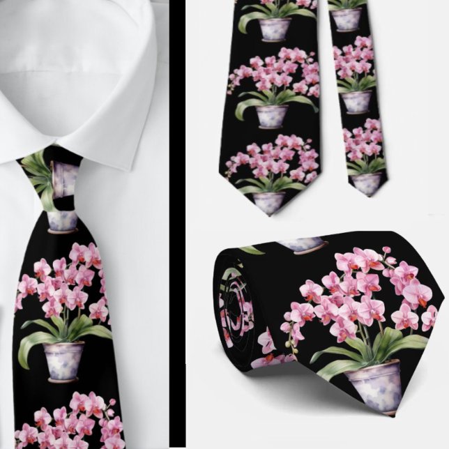 Pink Orchid Blume Neck Tie Krawatte (Von Creator hochgeladen)