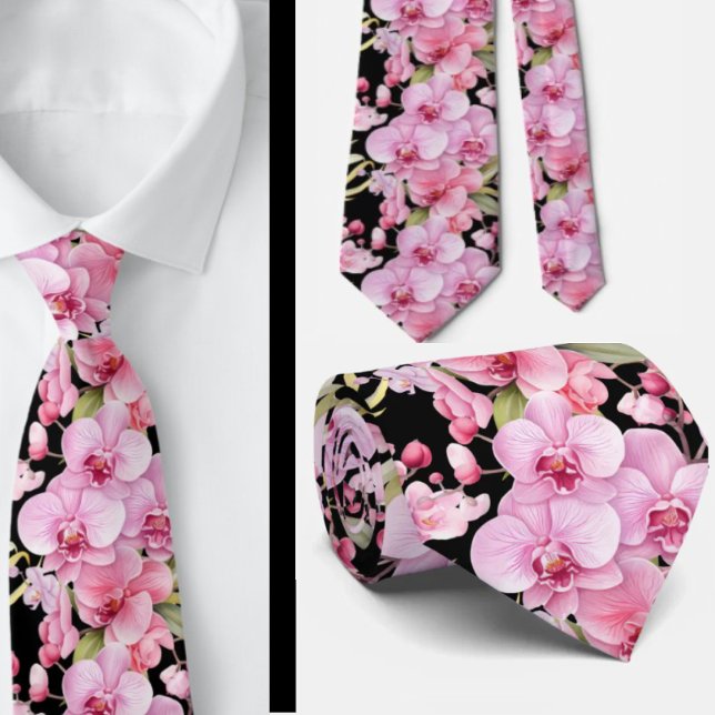 Pink Orchid Blume Neck Tie Krawatte (Von Creator hochgeladen)