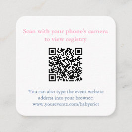 Pink Orchid Chinoiserie Chic Baby Dusche QR Code Begleitkarte