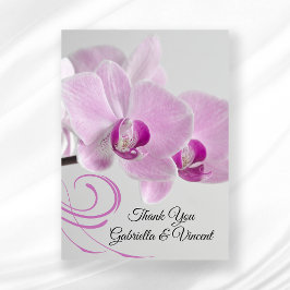 Pink Orchid Elegance Wedding Flat Dankeschön an Si Mitteilungskarte