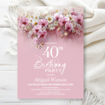 Pink Orchid Floral 40th Birthday Party