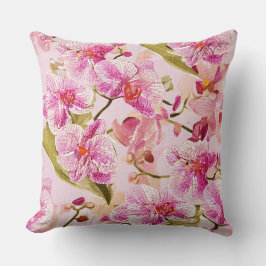 pink orchid floral pattern kissen
