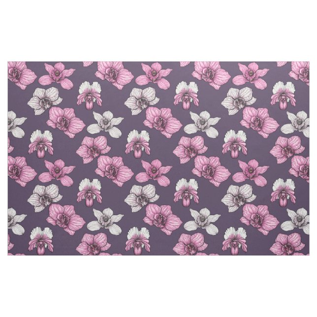 Pink orchid flowers stoff (Fat Quarter (45,7 x 55,9 cm))