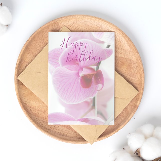 Pink Orchid | Happy Birthday Postkarte (Von Creator hochgeladen)